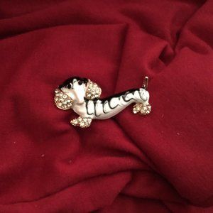 CUTE BLACK AND WHITE RHINESTONE DACHSHUND